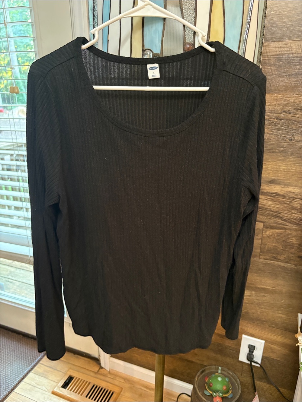 Old Navy Black Ribbed Scoop Neck Long-Sleeve Tee
